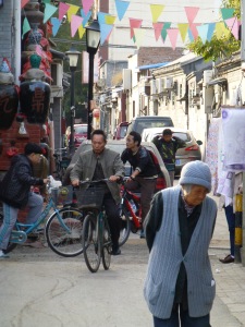 hutong old lady in foreground